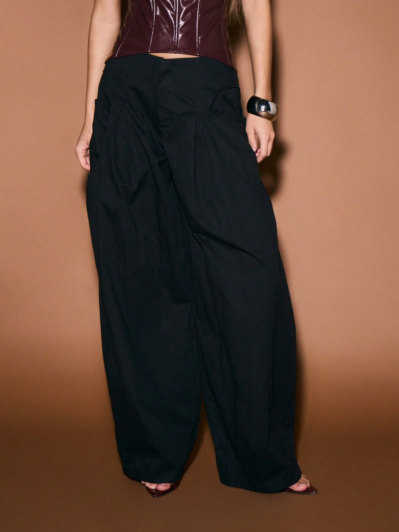 KIZN Pantalon Palazzo taille haute à jambes larges