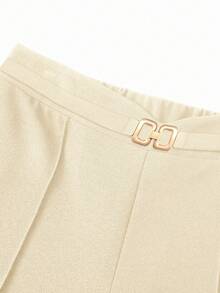 Sweetra Quần ống đứng đơn sắc, thường ngày, đa năng, đi làm cho nữ - Màu be - Xem 8