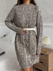 EURMUSE 女士摩卡棕色休闲毛衣裙 - 摩卡棕 - 查看 6