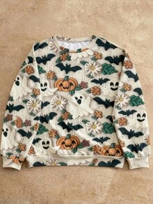 Manfinity VCAY Men's Halloween Graphic Print Pullover Sweatshirt, For Fall Winter - Multicolor - View 1