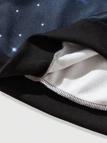 ROMWE MEN Street Life sweat-shirt à capuche zippé décontracté pour hommes avec manches longues, épaules tombantes, cordon de serrage et imprimé graphique - Noir - Voir 5