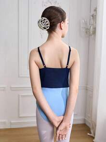 SHEIN Tween Girl Two Tone Activewear Cami Bodysuit - Black and White - View 2