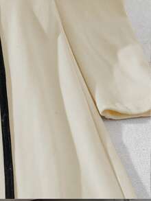 Franclia 女士优雅圆领黑色滚边长袖修身长款保暖加厚连衣裙打底衫 女士感恩节服装 抓绒连衣裙 女士秋冬打底衫 秋冬女装 - 杏色 - 查看 3