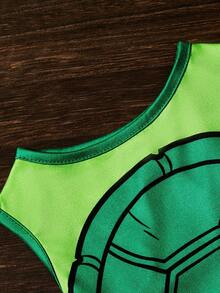 TEENAGE MUTANT NINJA TURTLES | SHEIN Cartoon Turtle Shell Print Pet Vest - Green - View 8
