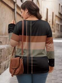 EMERY ROSE 教师节、返校节和音乐节大码女装。万圣节拉链领女式连衣裙。复古学院风撞色三色条纹。秋季、春夏和度假大码女式T恤。 - 彩色 - 查看 2