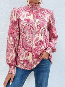 EMERY ROSE Women's Fashion Casual Paisley Print Turndown Collar Cuff Shirt - Multicolor - View 5