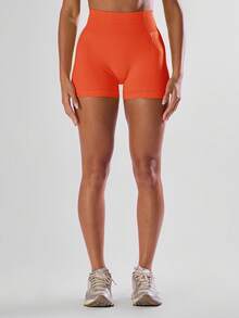 Musera Sport 高腰迷你短裤，舒适运动健身，适合健身房、跑步、网球、板式网球、瑜伽、普拉提、秋季日常休闲穿着。 - 橘色 - 查看 2