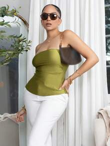 Melissa Matos Áo nữ màu trơn Giải trí - Màu xanh Ô liu - Xem 1