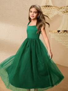 Weihnachtsparty Mädchen Hochwertig Festliches Kleid, Kinder Gastgeber Klavier Auftritt Prinzessin Abendkleid, Elegantes Tüllkleid