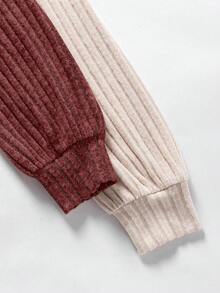 EMERY ROSE 2pcs Set Bodysuit, Comfortable Autumn/Winter Base Layer Bodysuit - Brown - View 3