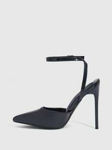 CUCCOO SZL 女士海军蓝珠光尖头细高跟性感派对晚宴高跟鞋，带踝带 - 藏蓝色 - 查看 10