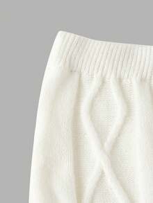 SHEIN MOD 米色高腰麻花针织百搭半身裙，秋冬