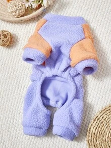 PETSIN Cuddly Thick Pet Jumpsuit – Cute Four-Legged Fleece Pajamas For Small Dogs & Cats, Cozy Autumn/Winter Outfit For Play And Relaxation - Purple - View 2