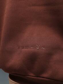 PLAYBOY X SUMWON Áo hoodie dáng rộng Essentials có túi cong ở giữa, áo chui đầu mặc thường ngày, đồ mặc nhà mùa đông thoải mái - màu nâu - Xem 6