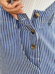 SHEIN Fall Clothes,Autumn Clothes,Maternity Autumn/Winter Clothes  2pcs Maternity Casual Ribbed Top & Ribbed Bib Pants Set - Blue - View 9