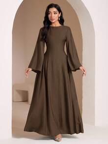 Veilorie 女士薄荷绿后系带连衣裙，夏季 - 咖啡 - 查看 1