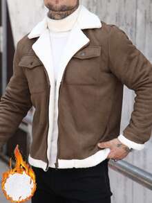 Manfinity Homme 男士时尚多功能保暖长袖外套，秋冬季 - 棕色 - 查看 4