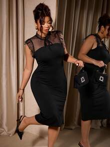 Cravure Vestido de mujer sin mangas con cuello redondo y dobladillo con volantes - Negro - Ver 1