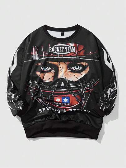 Street Life Felpa con cappuccio casual stampata di moda di strada da uomo