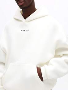 Áo hoodie nam SUMWON dáng rộng, có dây rút và túi giữa, phong cách thường ngày, trơn. - Màu be - Xem 3