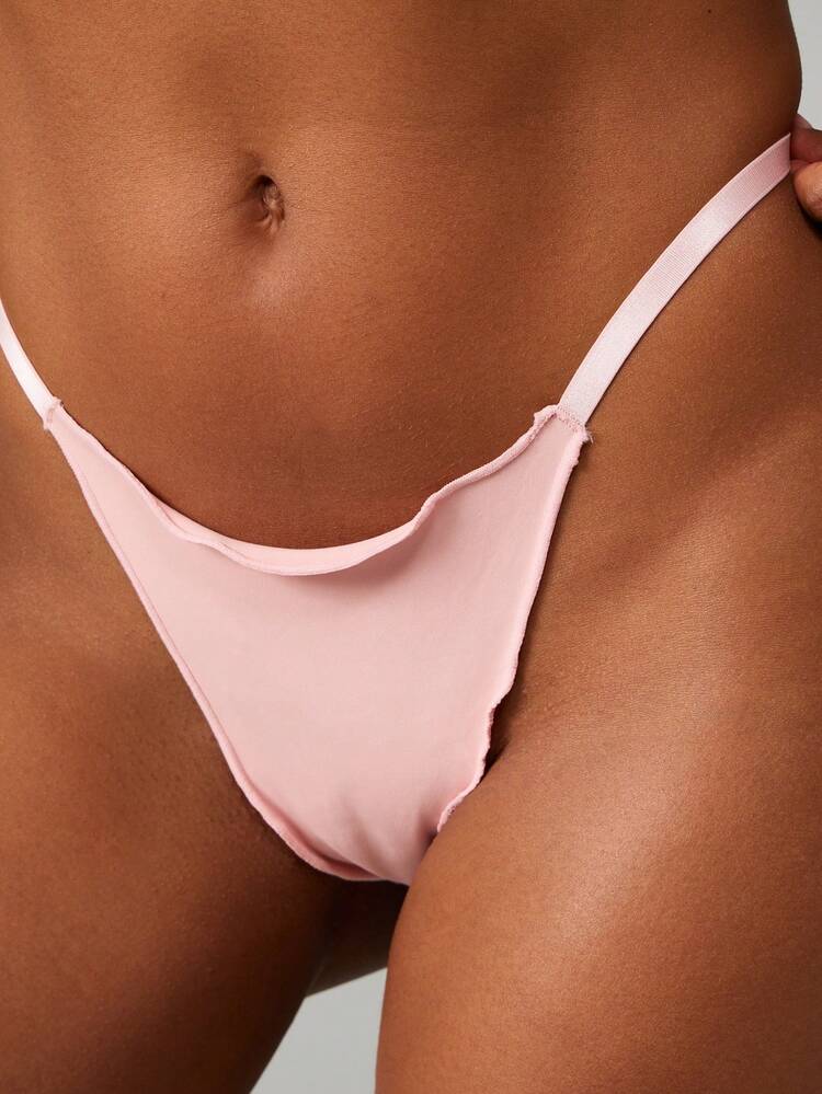MISSGUIDED Tanga con borde de lechuga para mujer, ropa interior íntima cómoda para uso diario