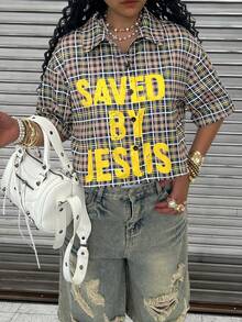 Rovax Cárdigan corto con cuello de camisa, hombros caídos y manga corta - Marrón - Ver 3