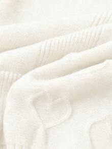 Elamini 可爱心形休闲百搭女式毛衣 - 米色 - 查看 6