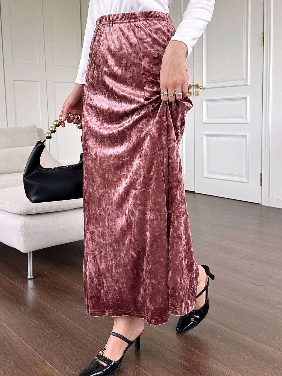 Women's Elegant Elastic Waist Fishtail Hem Skirt