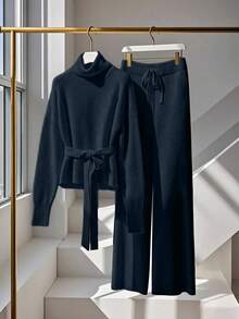 Franclia 2件套女士高端优雅针织毛衣，白色，秋冬