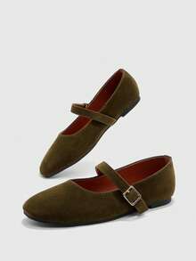 CUCCOO BIZCHIC Women's Fashion Commuter Versatile Casual Mary Jane Flat Shoes - Army Green - View 9