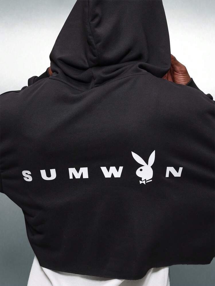 PLAYBOY X SUMWON Cropped Hoodie With Logo Print