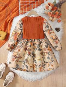 SHEIN Emery Rose Kids Kleine Mädchen Leoparden-Muster Langarm Kleid, ideal für Lässig, Alltagstragen & Schule im Sommer & Herbst, Mutter und Tochter/Schwestern Partnerlook