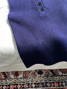 SHEIN Unity Áo len dệt kim thêu thoải mái đa năng - Màu xanh hải quân - Xem 5