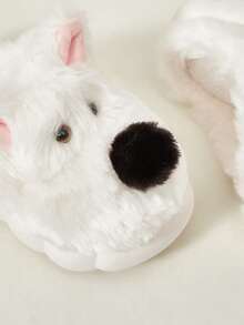 Cuccoo Cute Puppy Animal Closed Toe Plush Thick Sole Warm House Slippers For Women, Autumn/Winter