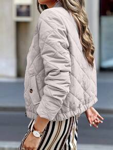 EMERY ROSE Chaqueta con cuello de béisbol con cremallera para mujer, otoño/invierno - Gris - Ver 5