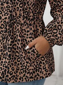 SHEIN LUNE Chaqueta con capucha con estampado todo sobre, cintura con cordón y bolsillos para otoño e invierno - Multicolor - Ver 7