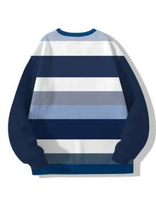 Manfinity Joysei 男士休闲条纹印花长袖套头衫 - 彩色 - 查看 2