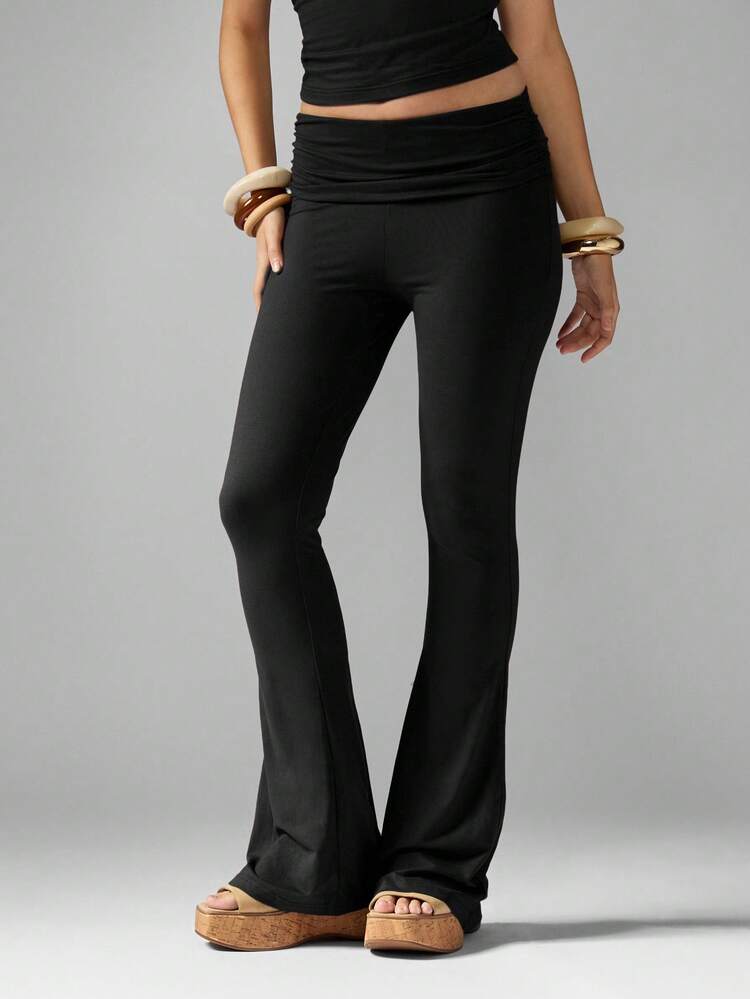 MISSGUIDED Stud Detail Flare Bottom Leggings High Waisted Wide Leg Bell Bottom Yoga Pants With Decorative Embellishments