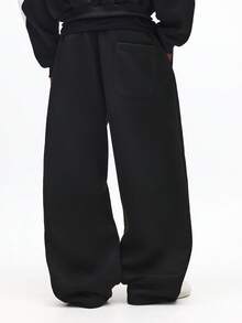 SUMWON Loose Fit Sweatpants With Side Stripe Panel Detail For Casual Everyday Wear - Black - View 2