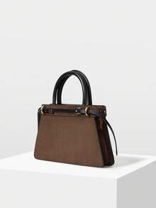 MOTF PREMIUM 拼色搭扣手提包，最适合女性的母亲节礼物，商务休闲女包，适合办公室商务和工作 - 咖啡 - 查看 3