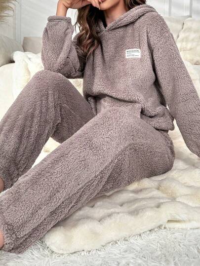 Pocket Loose Fit Hoodie Pants Pajama Clothes Set Schattige Lounge Cozy Sets Women Comfy Set, Fluffy view 3