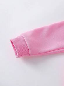 SHEIN 2pcs/Set Young Girls Stylish Slim Fit Jacket And High Waist Wide Leg Pants Set, Spring/Autumn - Pink - View 5