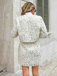Serisse Giacca con maniche lunghe e paillettes e minigonna elegante, set da donna in 2 pezzi - Albicocca - Visualizzare 2