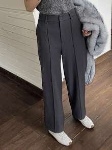 DAZY Women's Straight Leg Ankle Pants, Formal & Elegant, Thermal Lined, Autumn/Winter Buisness Attire
