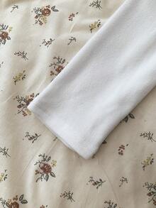 Camiseta de manga larga ajustada y corta de cuello redondo de unicolor para adolescentes - Blanco - Ver 3