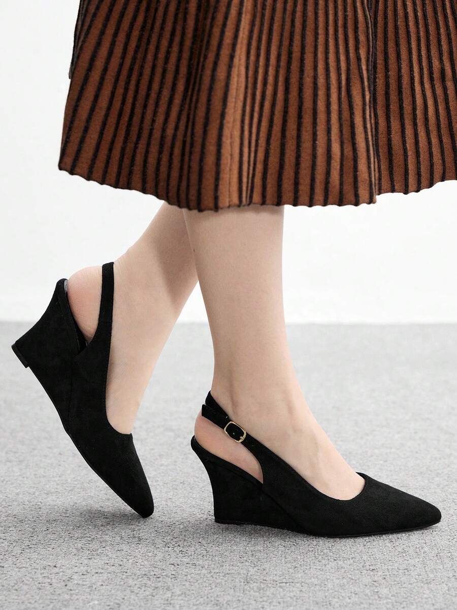 CUCCOO BIZCHIC Giày cao gót đế xuồng mũi nhọn màu đen quai sau thoải mái, thanh lịch cho nữ - màu đen - Xem 1