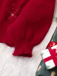 GENKIRA Lässiger Pullover mit Nieten in Herzform - Rot - Übersicht 4