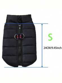 1 st nya höst- och vinterkläder för husdjur med dragkedja, varm hundjacka, trendig - Svart - Visa 2