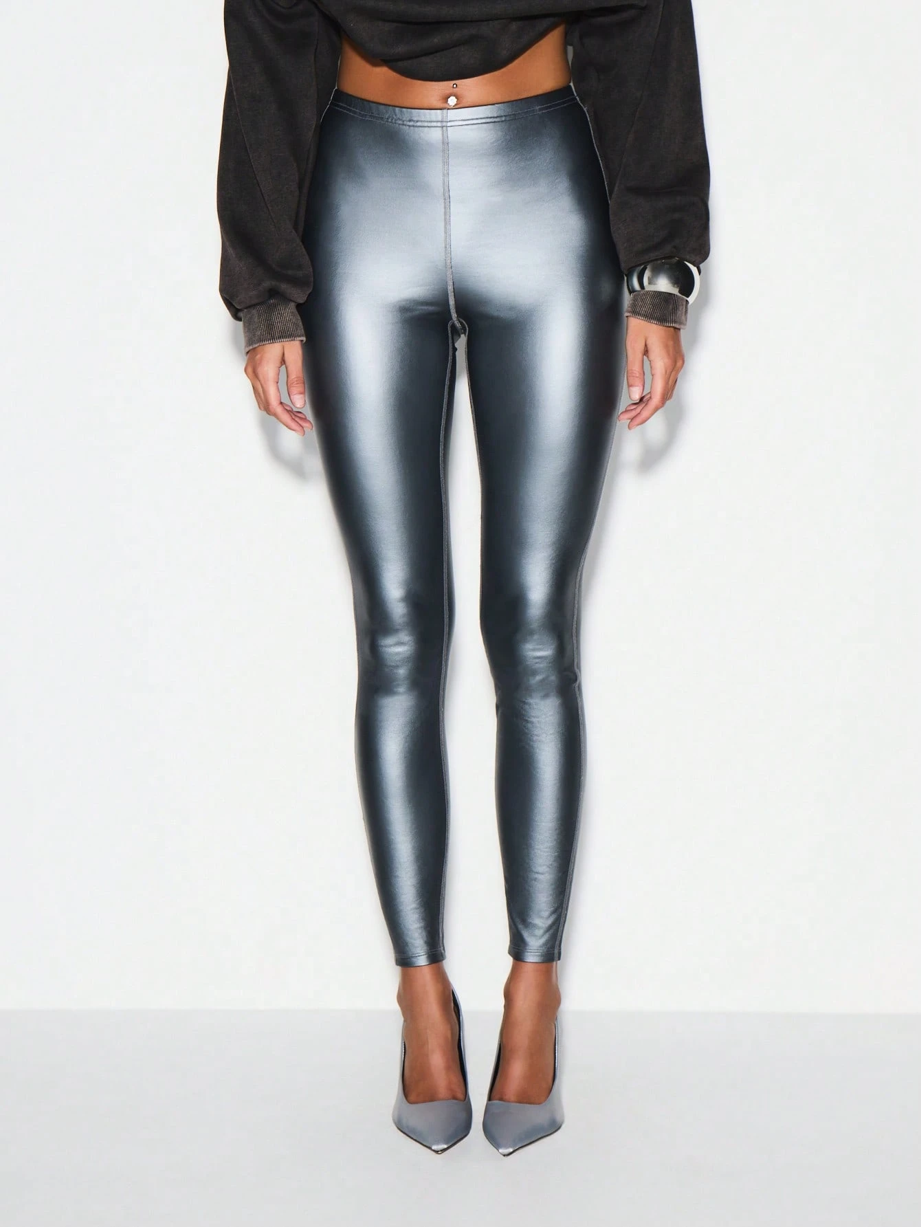 KIZN Metallic Foil High Rise Leggings