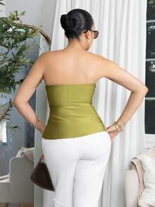 Melissa Matos Áo nữ màu trơn Giải trí - Màu xanh Ô liu - Xem 2